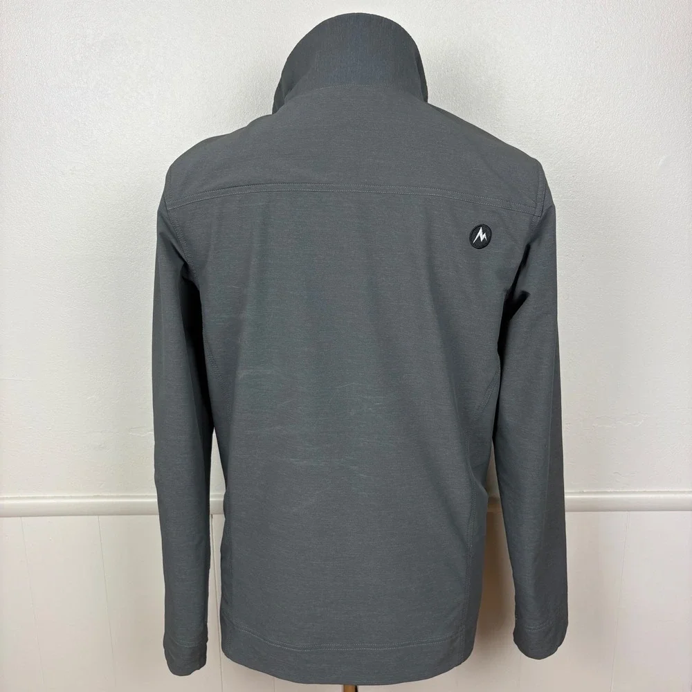 Marmot Mens Soft Shell Zip Up Jacket Size S Gray Windbreaker Hiking Outdoor